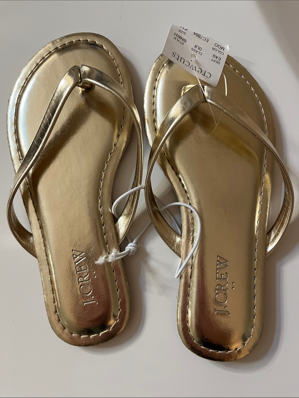 J. Crew Metallic Gold Thong Sandals